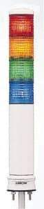 Schneider Electric - Blue, Green, Orange & Red LED Flashing & Steady Stackable Tower Light with Buzzer - 70 to 85 dB, Base Mount, IP54, 24V, 14 to 122°F - Top Tool & Supply