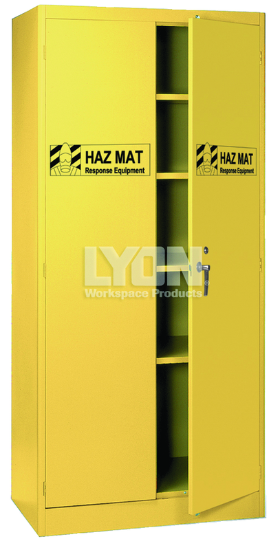HazMat Cabinet - #5460HM - 36 x 24 x 78" - Setup with 4 shelves - Yellow only - Top Tool & Supply