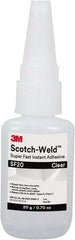 3M - 0.71 oz Bottle Clear Instant Adhesive - Series Part Number SF20, 3 to 30 sec Working Time, 24 hr Full Cure Time - Top Tool & Supply