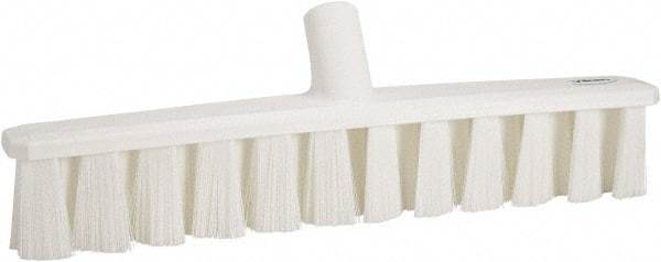 Vikan - 15.25" Fine Particle Polyester Push Broom - 1-7/8" Bristle Length, Plastic Block, European Threaded Handle Connection, Handle Sold Separately - Top Tool & Supply