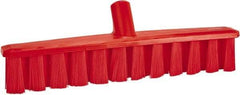 Vikan - 15.25" Fine Particle Polyester Push Broom - 1-7/8" Bristle Length, Plastic Block, European Threaded Handle Connection, Handle Sold Separately - Top Tool & Supply