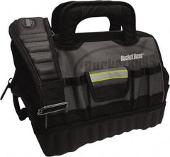 Bucket Boss - 14 Pocket Gray & Black Polyester Tool Bag - 14" Wide x 10" Deep x 11" High - Top Tool & Supply