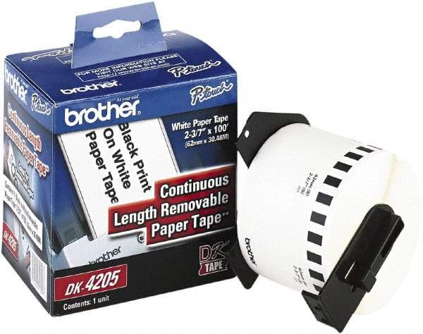 Brother - 2.4" Wide x 1,200" Long, White Paper Label Tape - For Laser/Inkjet Printers - Top Tool & Supply