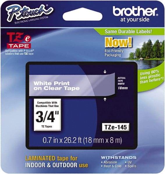 Brother - 3/4" Wide x 314.4" Long, Clear Plastic/Paper Tape Cassette - For Label Maker - Top Tool & Supply