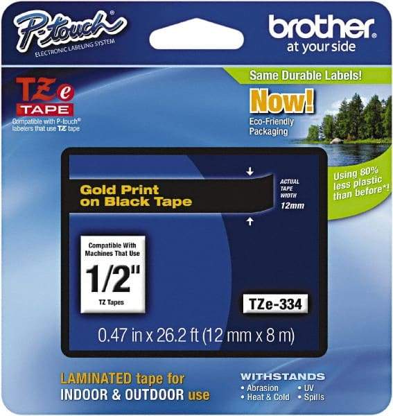 Brother - 1/2" Wide x 314.4" Long, Black Plastic/Paper Tape Cassette - For Label Maker - Top Tool & Supply