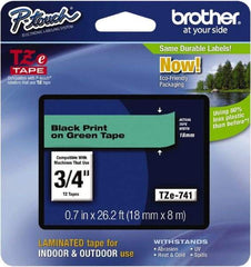 Brother - 0.7" Wide x 314.4" Long, Green Plastic/Paper Tape Cassette - For Label Maker - Top Tool & Supply