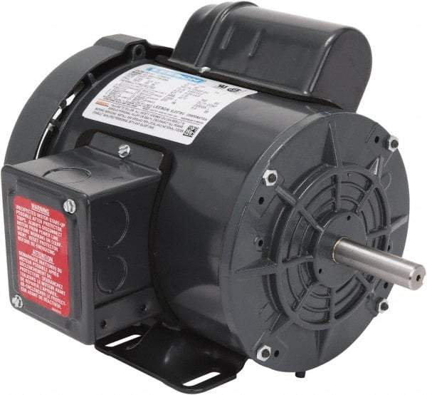 Leeson - 1/2 Max hp, 1,800 Max RPM, Capacitor Start Electric AC DC Motor - 115-208/230 V Input, Single Phase, 56 Frame, Rigid Base Mount, TEFC Enclosure - Top Tool & Supply