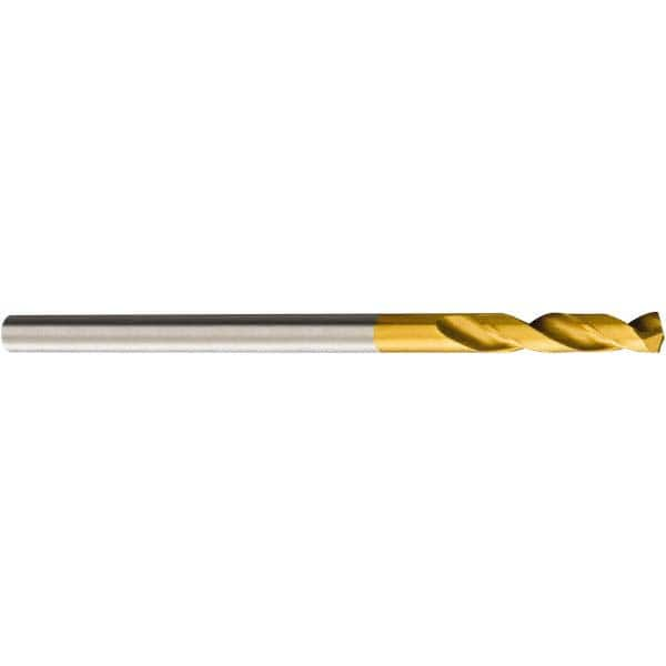 Micro Drill Bit: 0.0591″ Dia, 140 °, Solid Carbide TiN Finish, 1.2598″ OAL, RH Cut, Spiral Flute, Straight-Cylindrical Shank, Series CoroDrill Delta-C R840