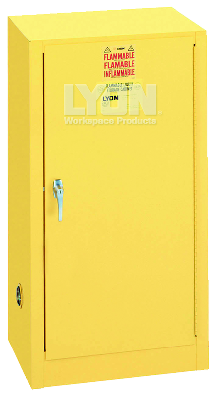 Compact Storage Cabinet - #5474 - 23-1/4 x 18 x 44" - 15 Gallon - w/one shelf, 1-door manual close - Yellow Only - Top Tool & Supply