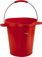 Vikan - 5 Gal, 18" High, Polypropylene Round Red Single Pail with Pour Spout - Handle Included, 15.4mm Top Length x 18.9" Top Width x 18.9" Top Diam - Top Tool & Supply