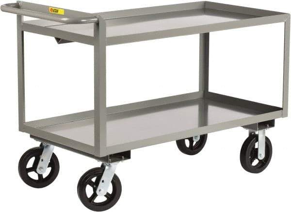 Little Giant - 2,000 Lb Capacity, 24" Wide x 53-1/2" Long x 30" High Shelf Cart - 2 Shelf, Steel, 2 Rigid/2 Swivel Casters - Top Tool & Supply