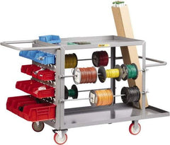 Little Giant - 24" Wide x 65" Long x 35" High Wire Spool Cart - 2 Shelf, Steel, 2 Rigid/2 Swivel Casters - Top Tool & Supply