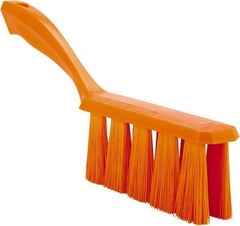 Vikan - 3.9" Bristle Length, Polyester Cleaning & Finishing Brush - 3" Long x 6-1/2" Wide Head, 13" OAL, Easy Grip Handle, Orange, Polypropylene Block - Top Tool & Supply