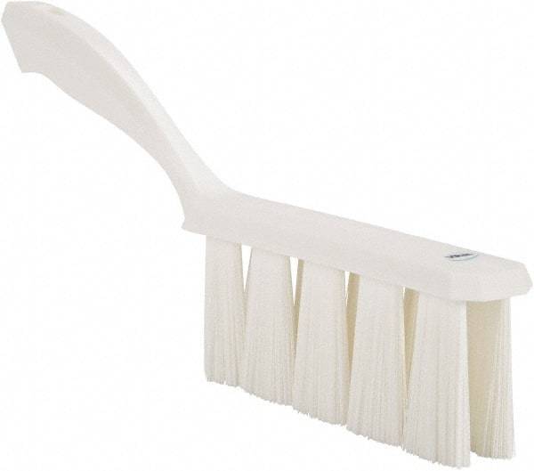 Vikan - 3.9" Bristle Length, Polyester Cleaning & Finishing Brush - 3" Long x 6-1/2" Wide Head, 13" OAL, Easy Grip Handle, White, Polypropylene Block - Top Tool & Supply