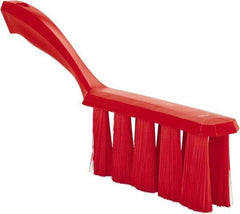 Vikan - 3.9" Bristle Length, Polyester Cleaning & Finishing Brush - 3" Long x 6-1/2" Wide Head, 13" OAL, Easy Grip Handle, Red, Polypropylene Block - Top Tool & Supply