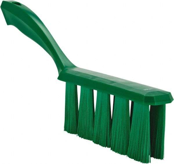 Vikan - 3.9" Bristle Length, Polyester Cleaning & Finishing Brush - 3" Long x 6-1/2" Wide Head, 13" OAL, Easy Grip Handle, Green, Polypropylene Block - Top Tool & Supply