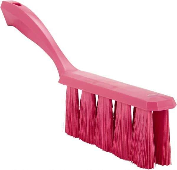 Vikan - 3.9" Bristle Length, Polyester Cleaning & Finishing Brush - 3" Long x 6-1/2" Wide Head, 13" OAL, Easy Grip Handle, Pink, Polypropylene Block - Top Tool & Supply