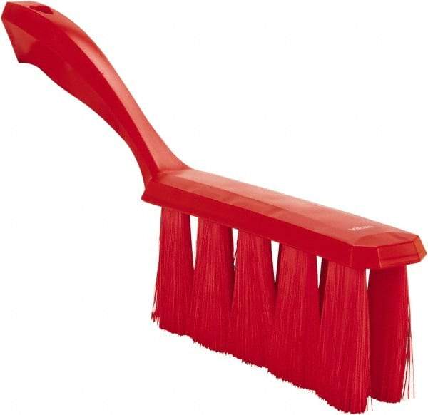 Vikan - 3.9" Bristle Length, Polyester Cleaning & Finishing Brush - 3" Long x 1-1/2" Wide Head, 13" OAL, Easy Grip Handle, Red, Polypropylene Block - Top Tool & Supply