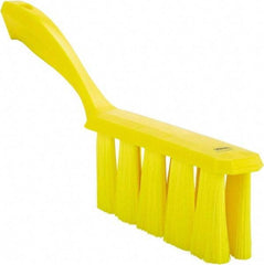 Vikan - 3.9" Bristle Length, Polyester Cleaning & Finishing Brush - 3" Long x 1-1/2" Wide Head, 13" OAL, Easy Grip Handle, Yellow, Polypropylene Block - Top Tool & Supply