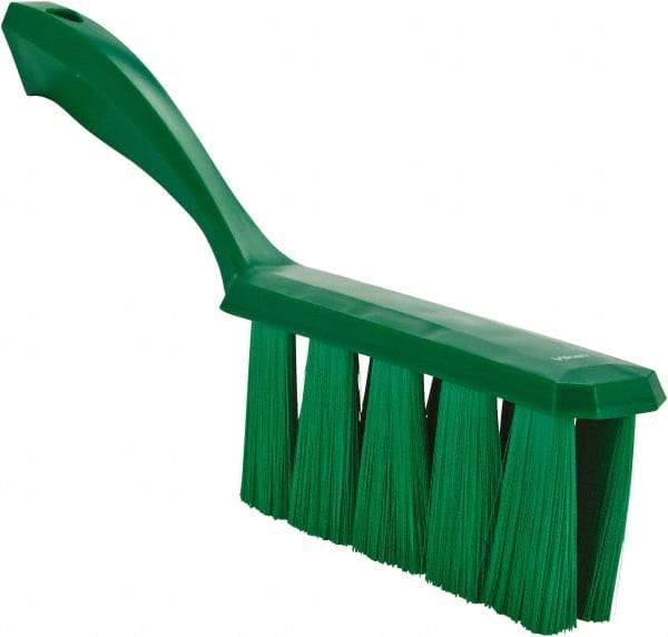 Vikan - 3.9" Bristle Length, Polyester Cleaning & Finishing Brush - 3" Long x 1-1/2" Wide Head, 13" OAL, Easy Grip Handle, Green, Polypropylene Block - Top Tool & Supply