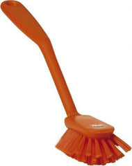 Vikan - 2.4" Bristle Length, Polyester Cleaning & Finishing Brush - 2-1/2" Long x 2.4" Wide Head, 10.8" OAL, Easy Grip Handle, Orange, Polypropylene Block - Top Tool & Supply