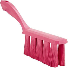 Vikan - 3.9" Bristle Length, Polyester Cleaning & Finishing Brush - 3" Long x 1-1/2" Wide Head, 13" OAL, Easy Grip Handle, Pink, Polypropylene Block - Top Tool & Supply