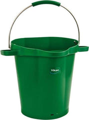 Vikan - 5 Gal, 18" High, Polypropylene Round Green Single Pail with Pour Spout - Handle Included, 15.4mm Top Length x 18.9" Top Width x 18.9" Top Diam - Top Tool & Supply