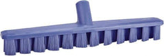 Vikan - 1-7/8" Bristle Length, Polyester Deck Scrub Brush - 1-7/8" Wide Head, 15-1/4" OAL, European Threaded Handle, Purple, Polypropylene Block - Top Tool & Supply