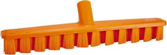 Vikan - 1-7/8" Bristle Length, Polyester Deck Scrub Brush - 1-7/8" Wide Head, 15-1/4" OAL, European Threaded Handle, Orange, Polypropylene Block - Top Tool & Supply