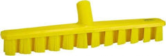 Vikan - 1-7/8" Bristle Length, Polyester Deck Scrub Brush - 1-7/8" Wide Head, 15-1/4" OAL, European Threaded Handle, Yellow, Polypropylene Block - Top Tool & Supply