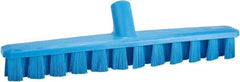 Vikan - 1-7/8" Bristle Length, Polyester Deck Scrub Brush - 1-7/8" Wide Head, 15-1/4" OAL, European Threaded Handle, Blue, Polypropylene Block - Top Tool & Supply