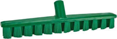 Vikan - 1-7/8" Bristle Length, Polyester Deck Scrub Brush - 1-7/8" Wide Head, 15-1/4" OAL, European Threaded Handle, Green, Polypropylene Block - Top Tool & Supply