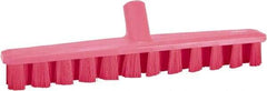 Vikan - 1-7/8" Bristle Length, Polyester Deck Scrub Brush - 1-7/8" Wide Head, 15-1/4" OAL, European Threaded Handle, Pink, Polypropylene Block - Top Tool & Supply