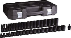 GearWrench - 39 Piece 1/2" Drive Black Finish Deep Well Impact Socket Set - 6 Points, 3/8" to 1-1/2" Range, Inch Measurement Standard - Top Tool & Supply