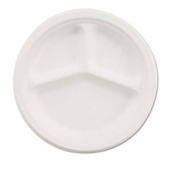 Chinet - Paper Dinnerware, 3-Comp Plate, 9 1/4" Diam, White, 500/Carton - Top Tool & Supply