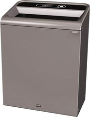 Rubbermaid - 45 Gal Gray Rectangle Decorative Indoor Single Stream Waste Receptacle - Metal, Landfill Graphic, 37.965" High x 29.132" Long x 19-1/2" Wide, Lid Included - Top Tool & Supply