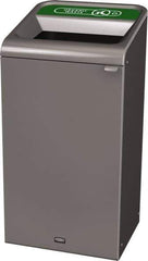 Rubbermaid - 23 Gal Gray Rectangle Decorative Indoor Single Stream Waste Receptacle - Metal, Organic Waste Graphic, 37.965" High x 19.588" Long x 19-1/2" Wide, Lid Included - Top Tool & Supply