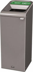 Rubbermaid - 15 Gal Gray Rectangle Decorative Indoor Single Stream Waste Receptacle - Metal, Organic Waste Graphic, 37.965" High x 14.784" Long x 19-1/2" Wide, Lid Included - Top Tool & Supply