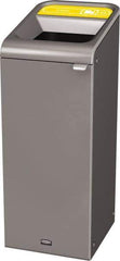 Rubbermaid - 15 Gal Gray Rectangle Decorative Indoor Single Stream Waste Receptacle - Metal, Cans Graphic, 37.965" High x 14.784" Long x 19-1/2" Wide, Lid Included - Top Tool & Supply