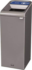 Rubbermaid - 15 Gal Gray Rectangle Decorative Indoor Single Stream Waste Receptacle - Metal, Paper Graphic, 37.965" High x 14.784" Long x 19-1/2" Wide, Lid Included - Top Tool & Supply