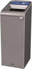 Rubbermaid - 15 Gal Gray Rectangle Decorative Indoor Single Stream Waste Receptacle - Metal, Mixed Recycling Graphic, 37.965" High x 14.784" Long x 19-1/2" Wide, Lid Included - Top Tool & Supply