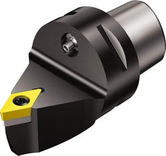 Sandvik Coromant - Neutral Cut, Size C5, DCMT 3(2.5)2 Insert Compatiblity, Modular Turning & Profiling Cutting Unit Head - 0.5mm Ctr to Cutting Edge, 60mm Head Length, Through Coolant, Series CoroTurn 107 - Top Tool & Supply