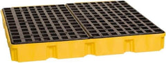 Eagle - 61 Gal Sump, 10,000 Lb Capacity, 4 Drum, Polyethylene Platform - 52-1/2" Long x 51-1/2" Wide x 6-1/2" High, Yellow, Liftable Fork, Low Profile, Vertical, 2 x 2 Drum Configuration - Top Tool & Supply