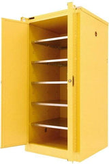 Securall Cabinets - 2 Door, 5 Shelf, Yellow Steel Standard Safety Cabinet for Flammable and Combustible Liquids - 67" High x 31" Wide x 31" Deep, Self Closing Door, 3 Point Key Lock, 120 Gal Capacity - Top Tool & Supply