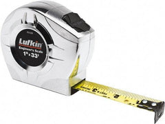 Lufkin - 33' x 1" Yellow Blade Tape Measure - 1/16" & 1/10 & 1/100' Graduation, A4 Graduation Style - Top Tool & Supply