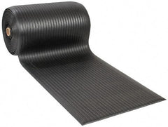 Wearwell - 60' Long x 3' Wide, Dry Environment, Anti-Fatigue Matting - Black, Vinyl with Vinyl Sponge Base, Rounded on 4 Sides - Top Tool & Supply