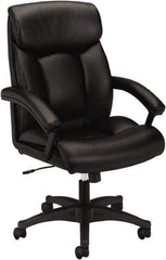 Basyx - 45-1/2" High Executive High Back Leather Chair - 27" Wide x 37-1/2" Deep, Leather Seat, Black - Top Tool & Supply