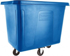 Rubbermaid - 500 Lb Load Capacity, 16 Cu Ft, 12.9 Bushels, Polyethylene Cube Truck - 31" Wide x 43-3/4" Long x 37" High, Dark Blue - Top Tool & Supply