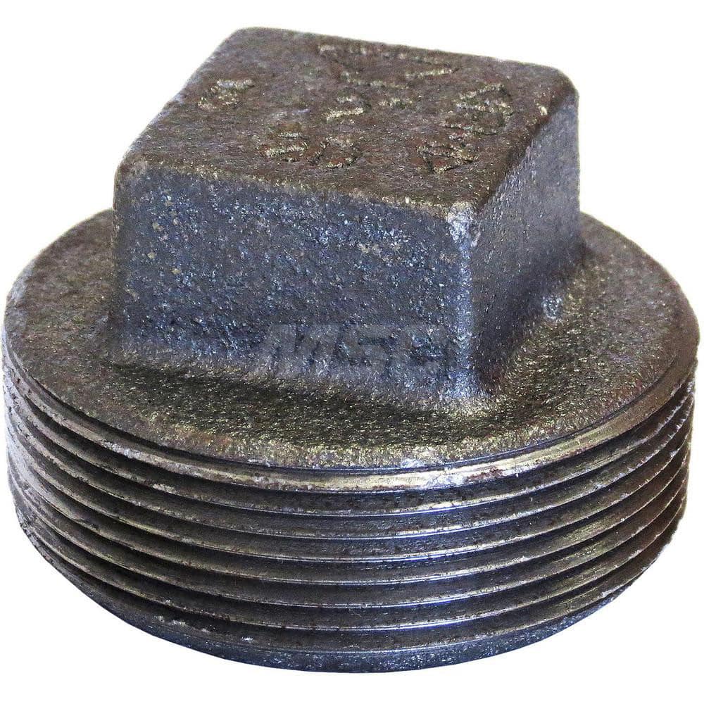 Black Square Plug: 3″, 125 psi, Threaded Cast Iron, Black Finish, Class 125