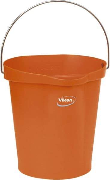 Vikan - 3 Gal, Polypropylene Round Orange Single Pail with Pour Spout - Handle Included - Top Tool & Supply